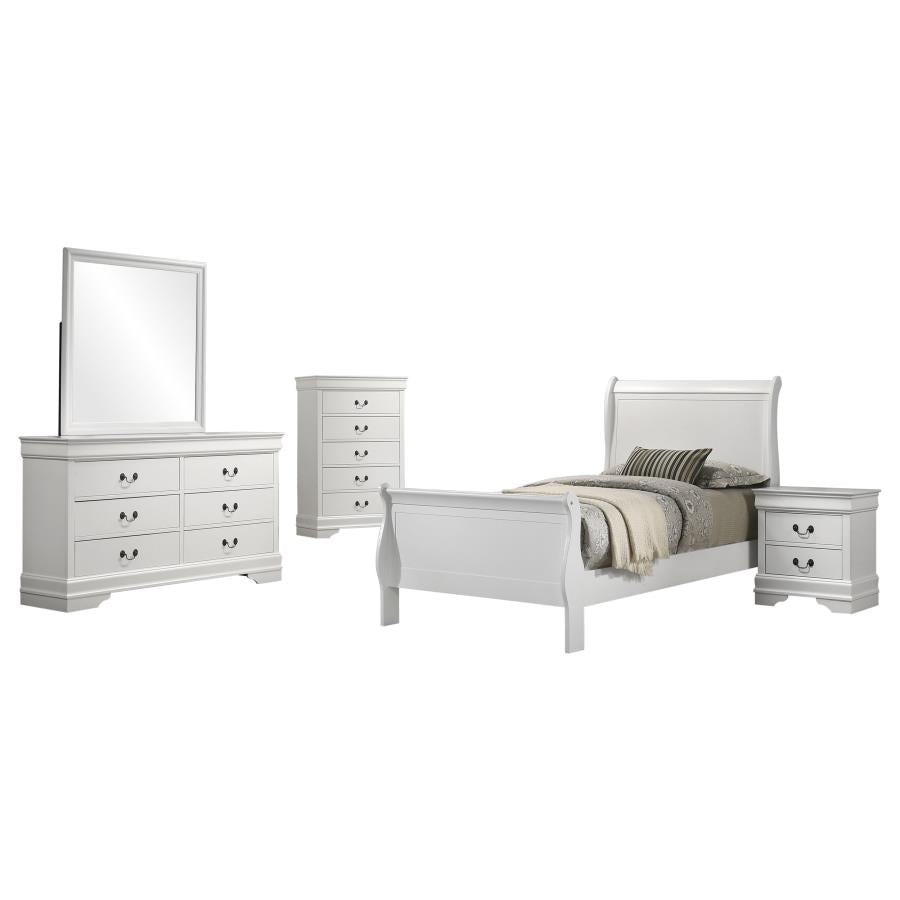 Louis Philippe White 5-Piece Twin Bedroom Set
