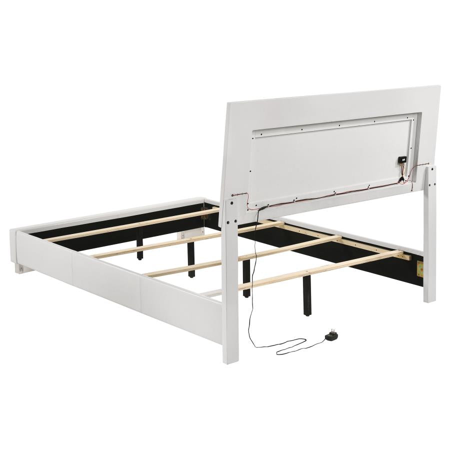Felicity Glossy White 5-Piece Full Bedroom Set with LED Lighting