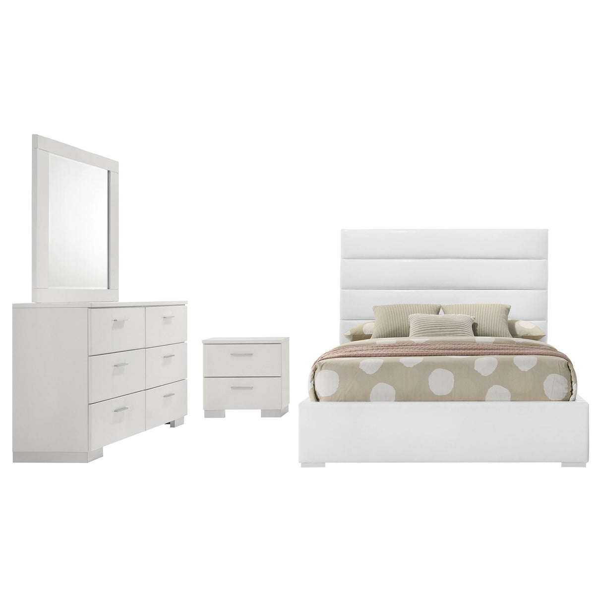 Felicity White High Gloss 4-Piece Full Bedroom Set