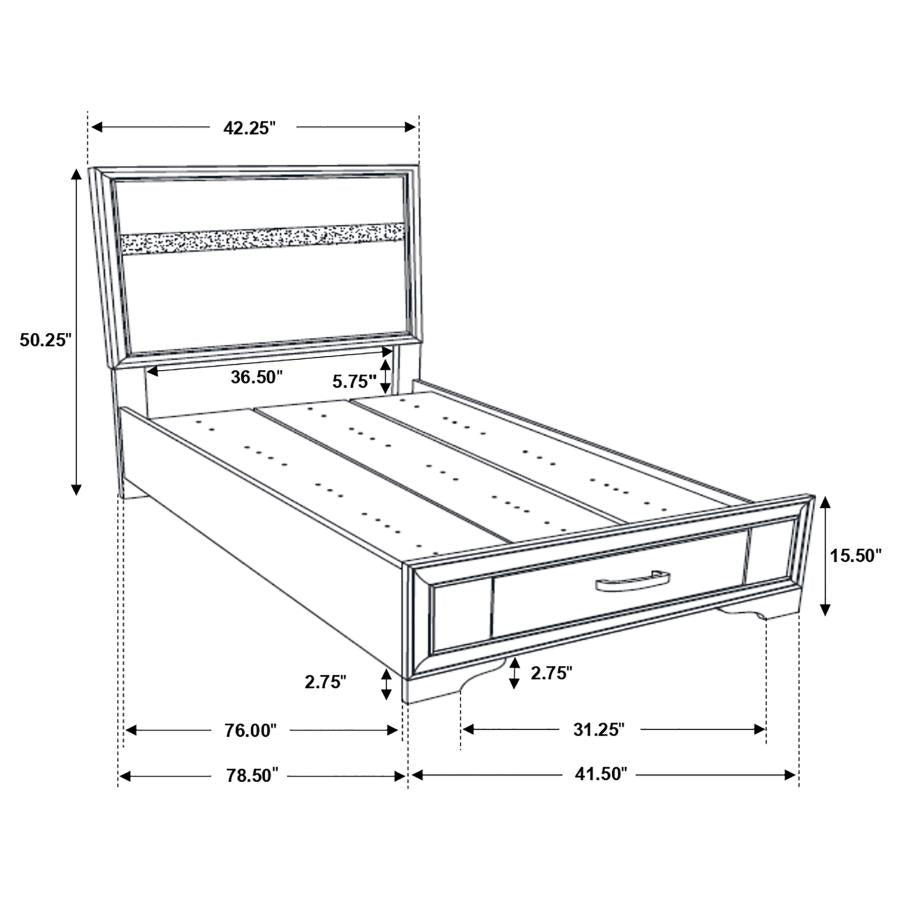 Miranda Black 4-Piece Twin Storage Bedroom Set