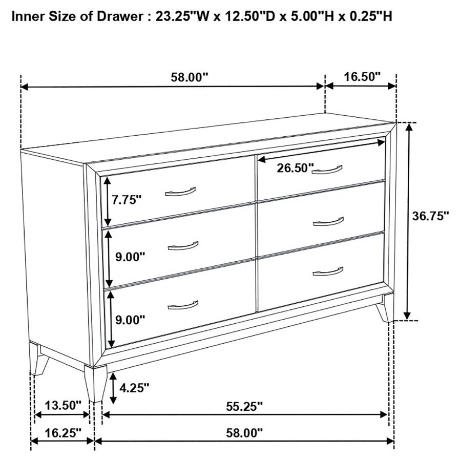 Juego de dormitorio de panel completo de 5 piezas Watson Roble Gris