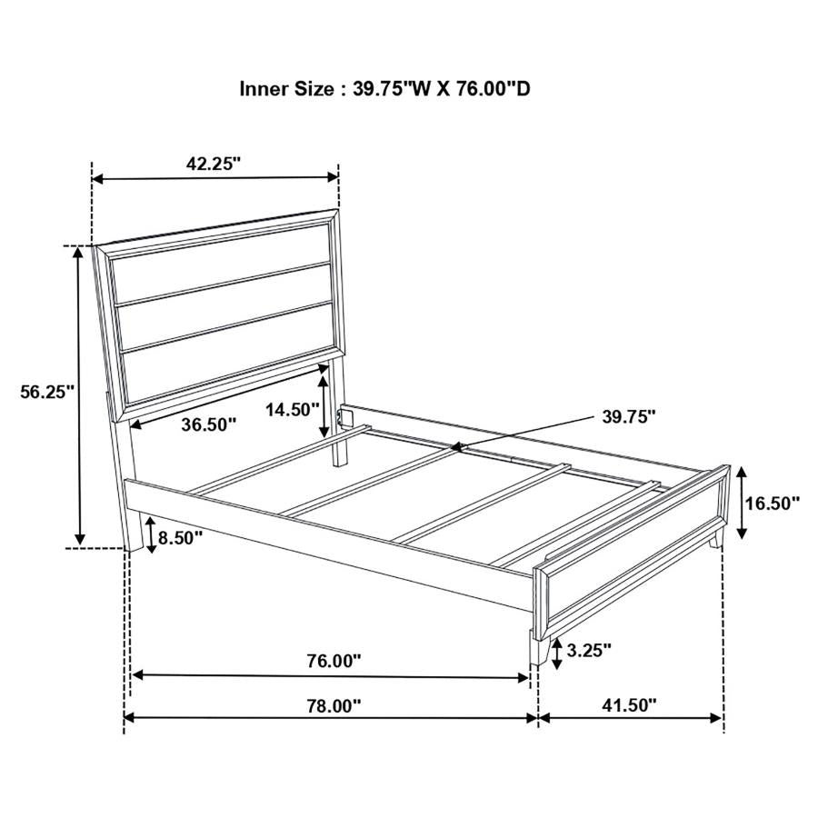 Juego de dormitorio de 4 piezas Watson Gray Oak con panel doble