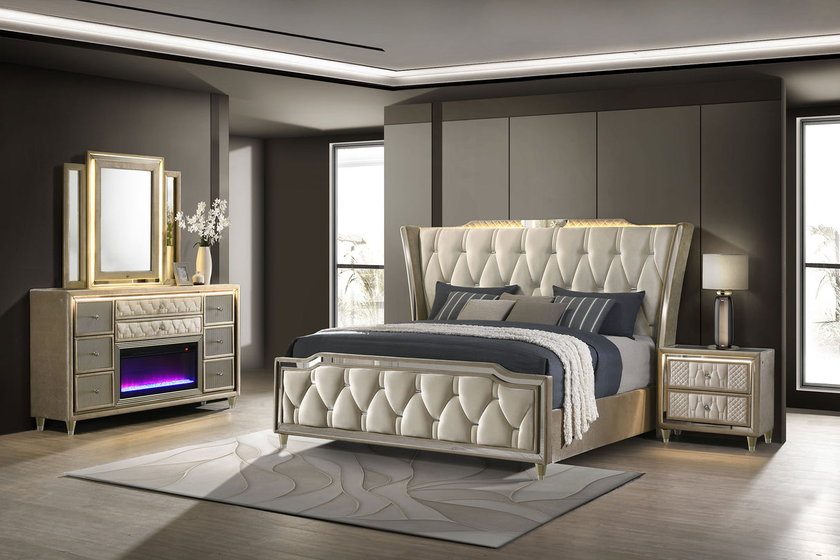 Lorient Ivory and Camel 4-Piece California King Bedroom Set by Coaster at Eve Furniture