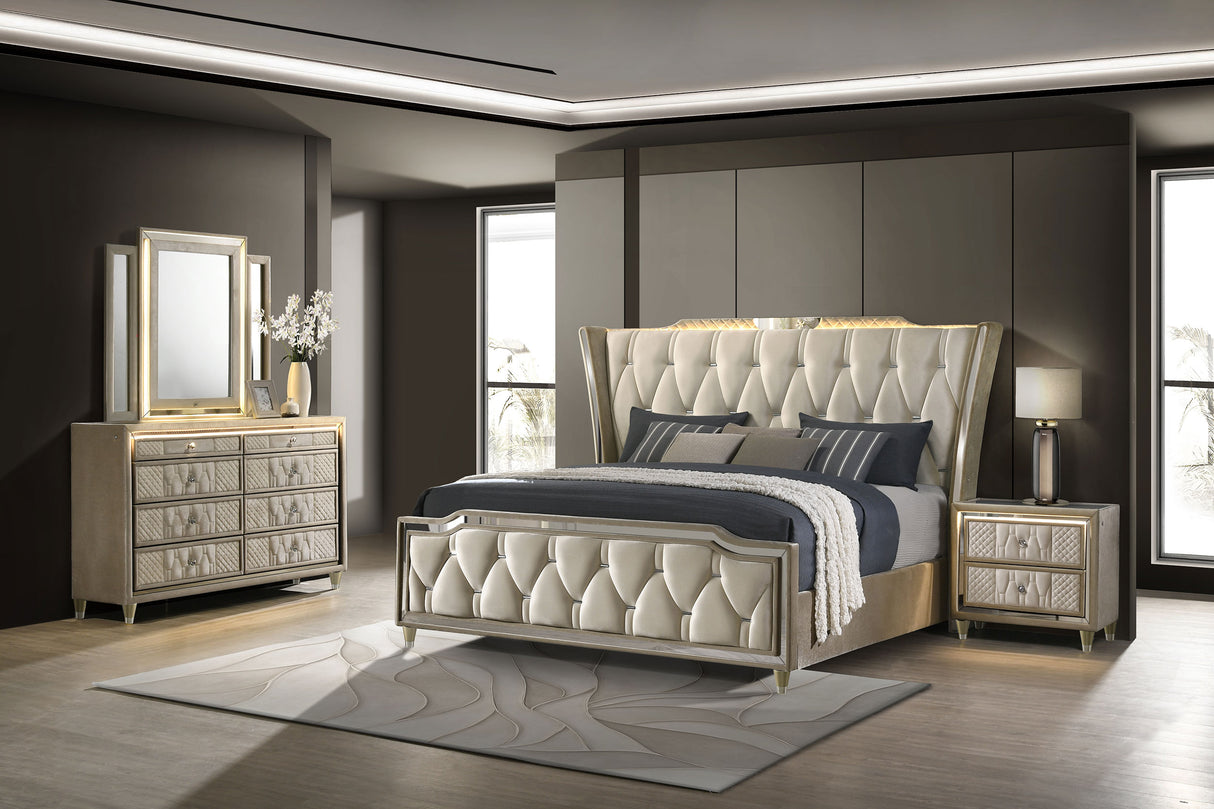 Lorient Ivory and Camel 4-Piece California King Bedroom Set by Coaster at Eve Furniture
