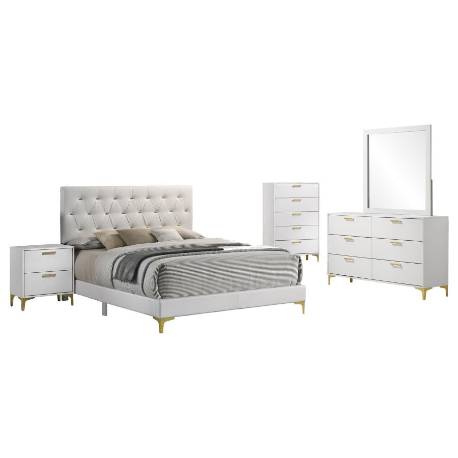 Juego de dormitorio Kendall White de 5 piezas tamaño California King