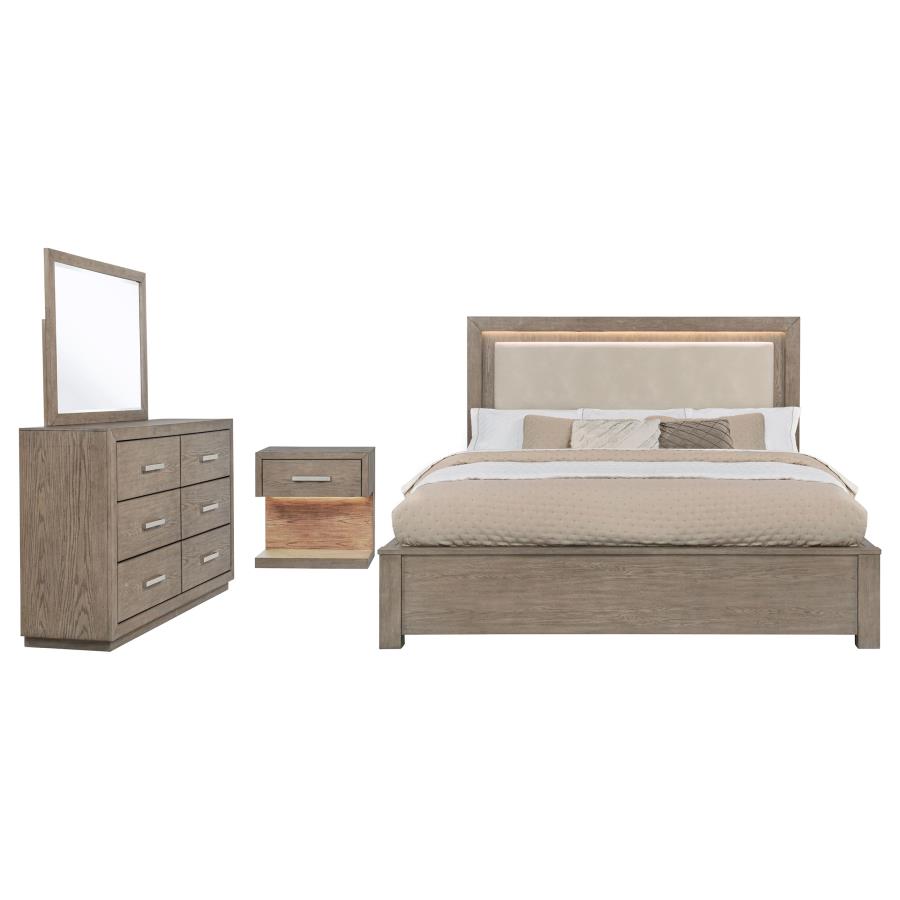 Juego de dormitorio Kenora Barley Brown de 4 piezas tamaño King del este