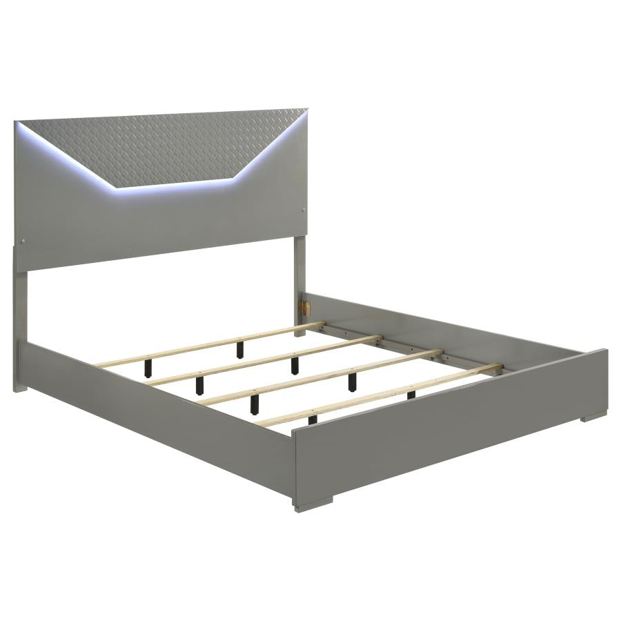Ives Grey High Gloss 4-Piece Eastern King Bedroom Set by Coaster at Eve Furniture