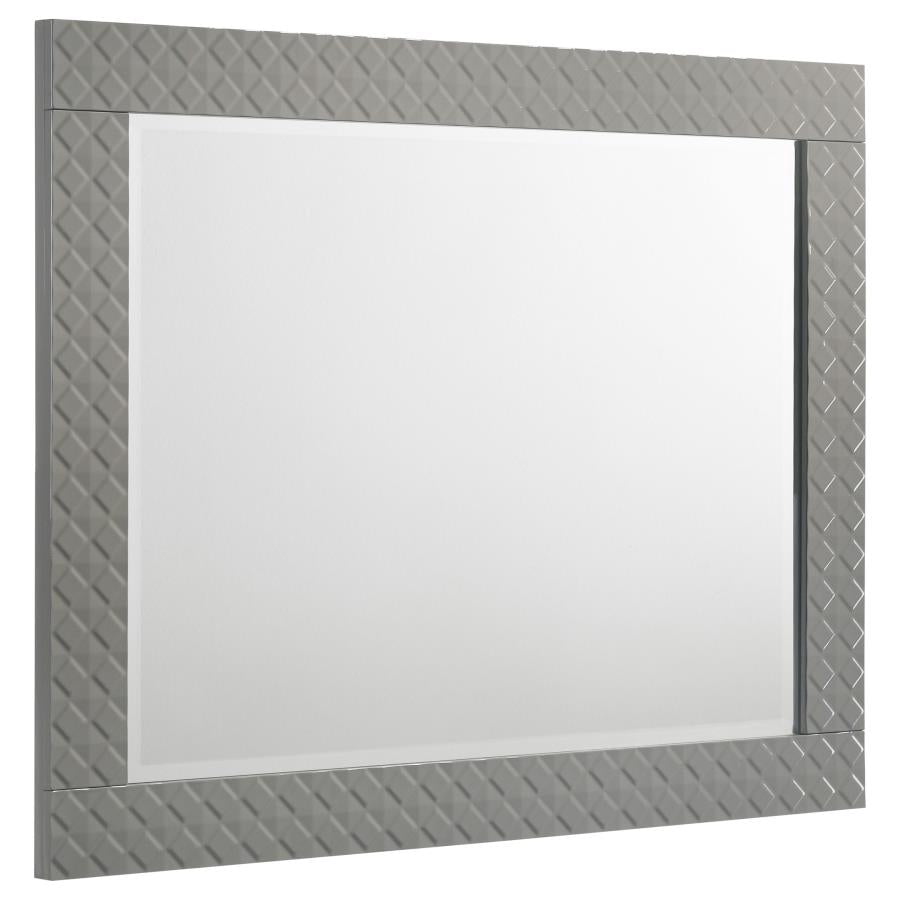 Ives Grey High Gloss 4-Piece Eastern King Bedroom Set by Coaster at Eve Furniture