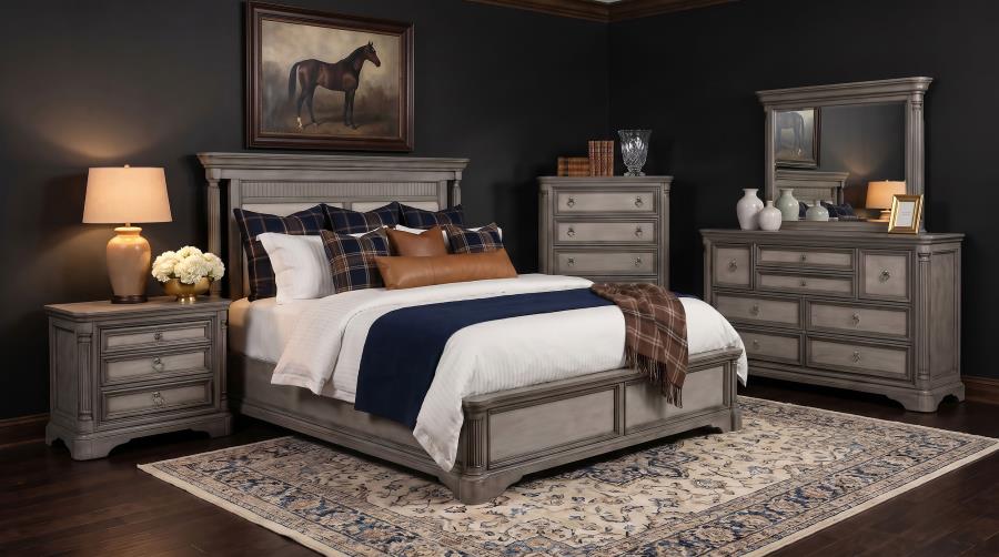 Cresswell Weathered Taupe 5-Piece Eastern King Bedroom Set by Coaster at Eve Furniture
