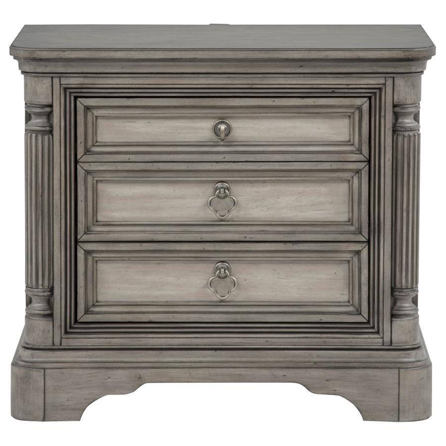 Cresswell Weathered Taupe 3-drawer Nightstand Bedside Table