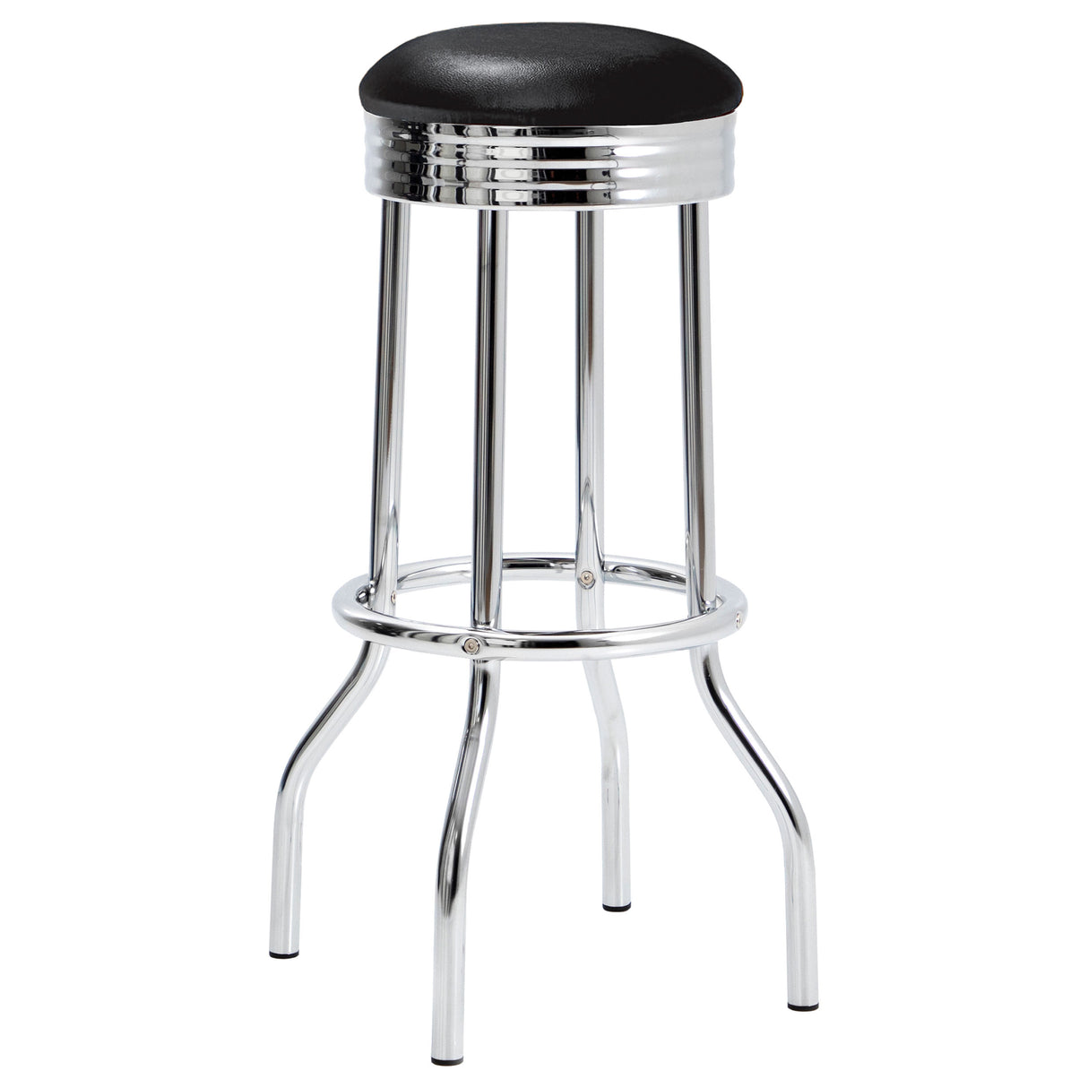 Retro Black 3-Piece Round 1950s Bistro Pub Bar Table Set