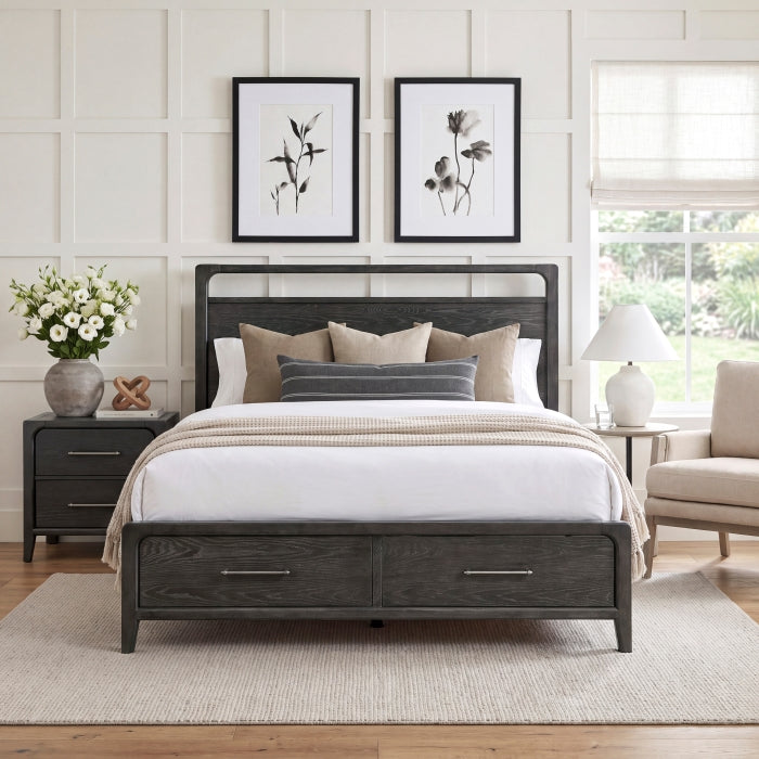 Elowen Black Queen Platform Bed with Footboard Storage by Homelegance at Eve Furniture