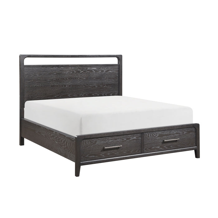 Elowen Black Queen Platform Bed with Footboard Storage by Homelegance at Eve Furniture