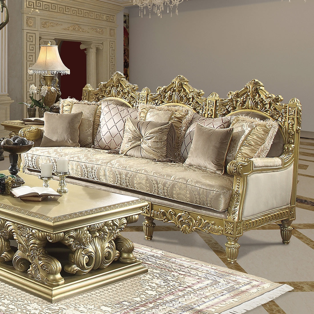 Homey Design HD-2659 Metallic Bright Gold Sofa