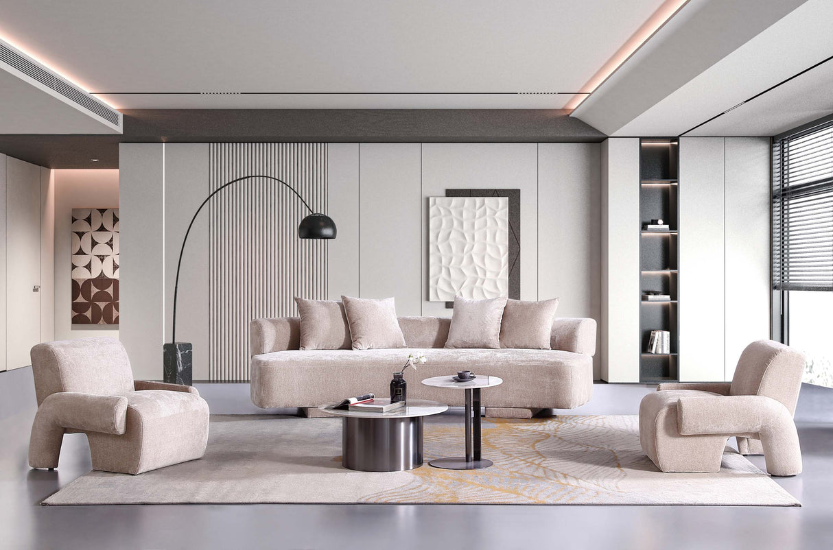 3-Piece Verandah 112" XL Sofa and 2 Accent Chairs in Beige by Manhattan Comfort at Eve Furniture