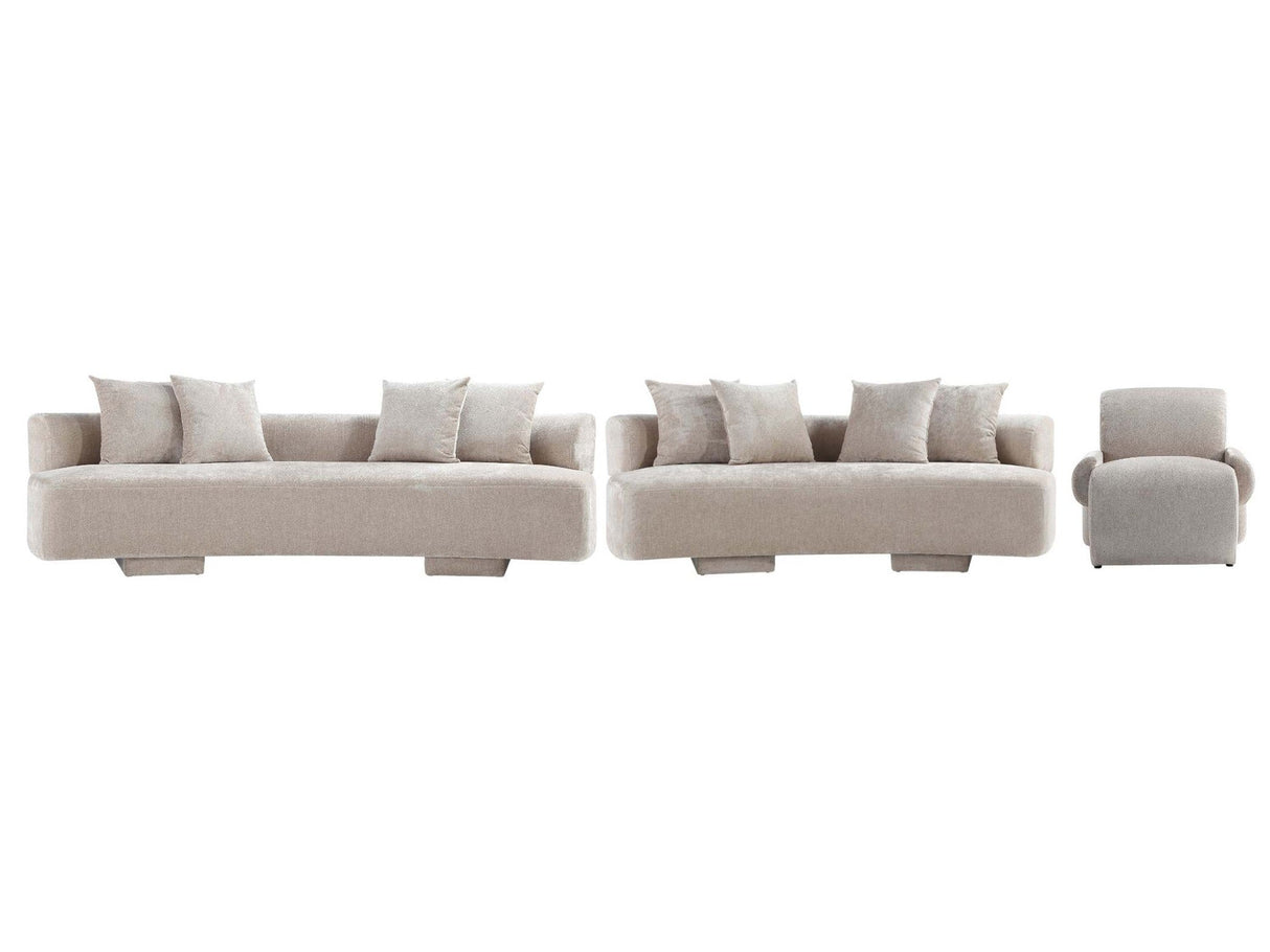 3-Piece Verandah 90.6" Sofa, 112" XL Sofa and Accent Chair in Beige by Manhattan Comfort at Eve Furniture