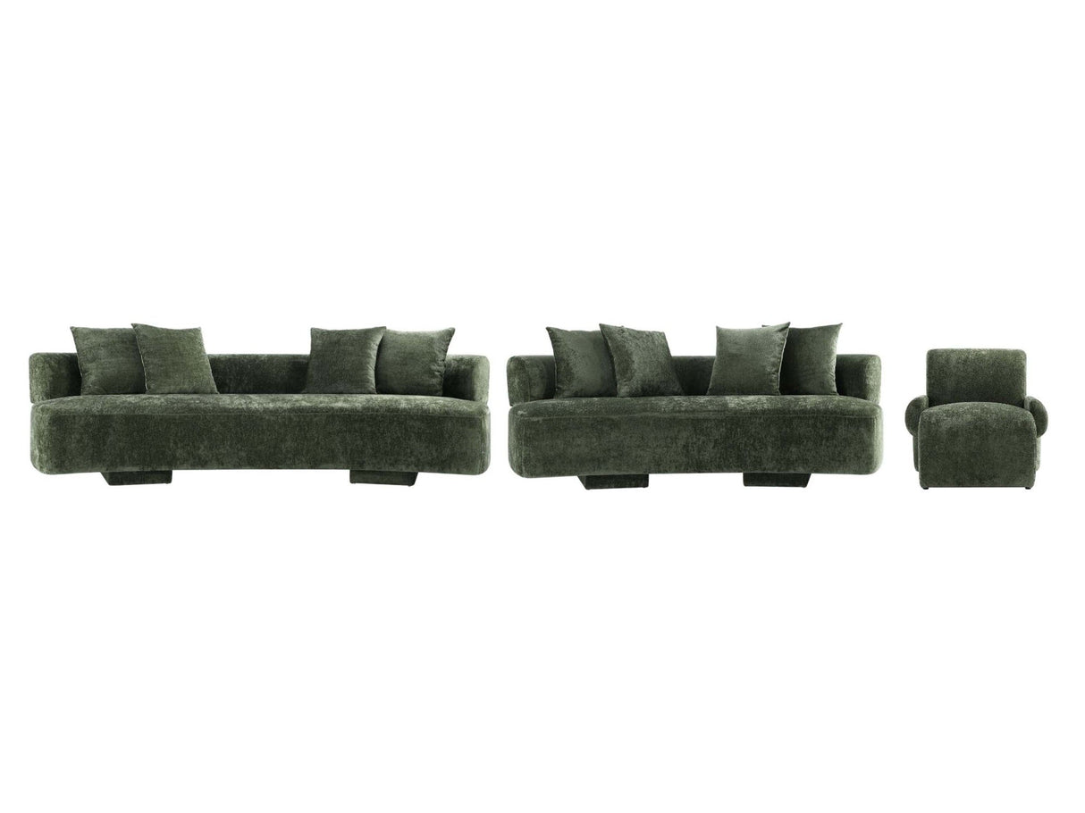 3-Piece Verandah 90.6" Sofa, 112" XL Sofa and Accent Chair in Olive Green by Manhattan Comfort at Eve Furniture