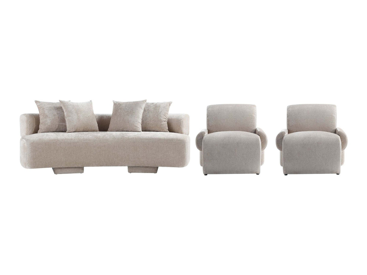 3-Piece Verandah 90.6" Sofa and 2 Accent Chairs in Beige by Manhattan Comfort at Eve Furniture