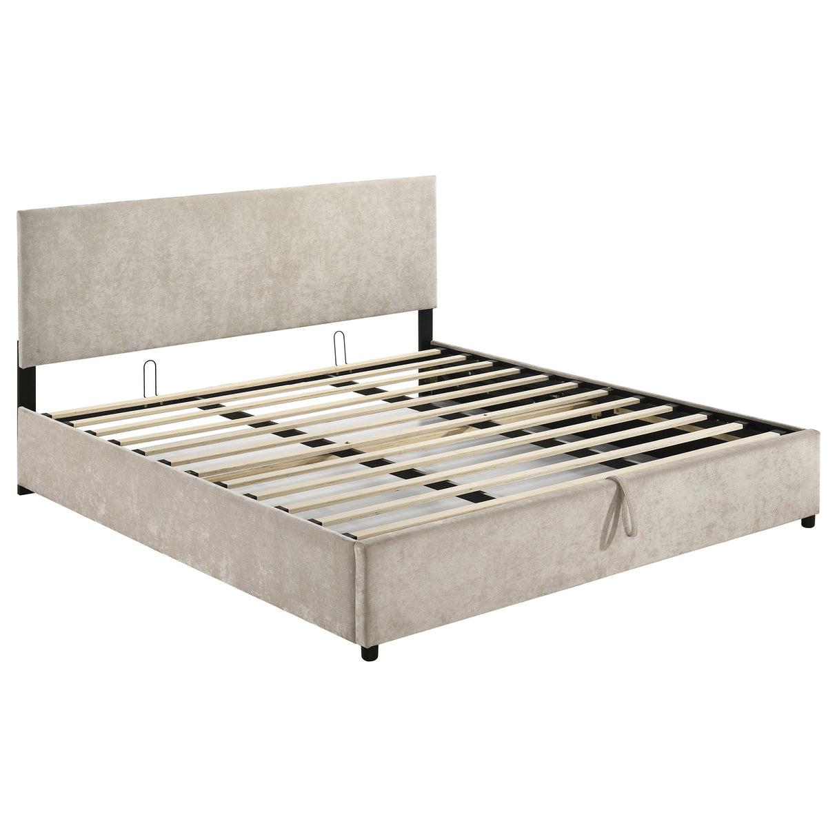 Reeves Beige Upholstered Eastern King Lift-Top Storage Platform Bed