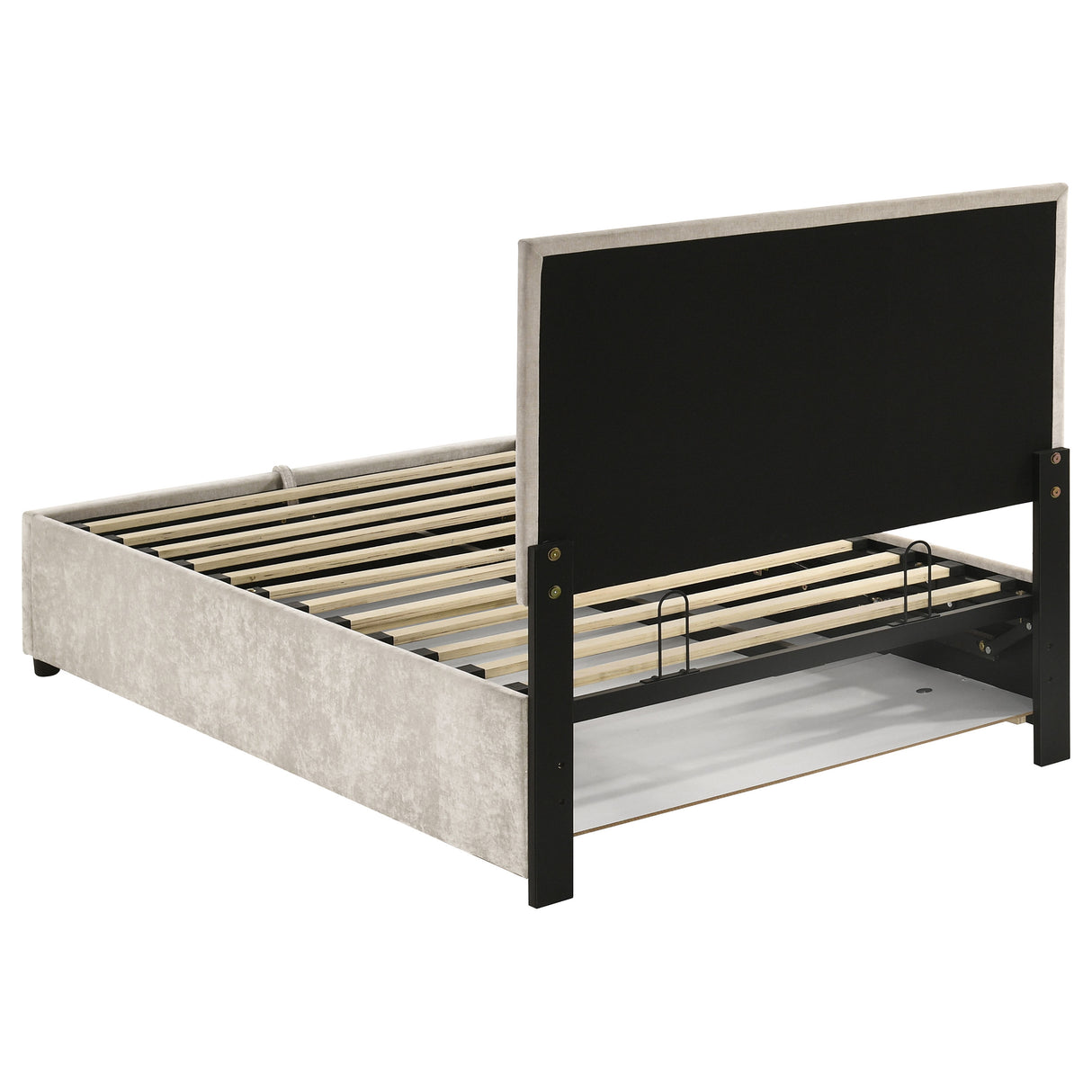 Reeves Beige Upholstered Twin Lift-Top Storage Platform Bed