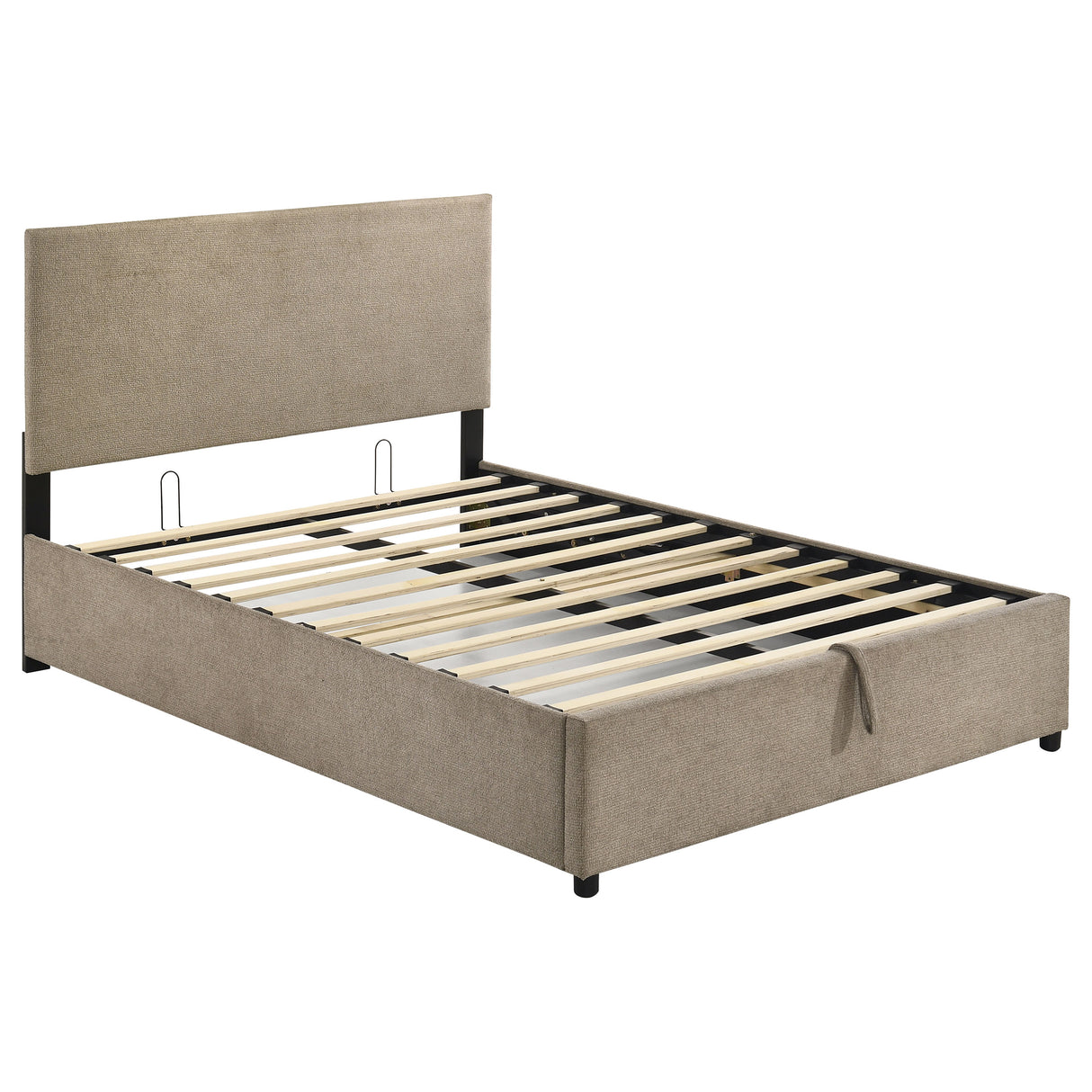 Reeves Tan Upholstered Full Lift-Top Storage Platform Bed