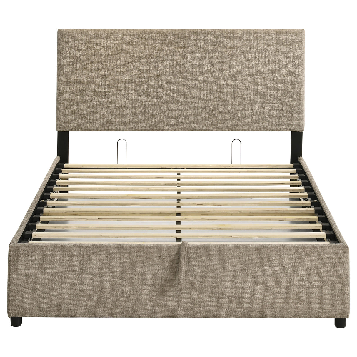 Reeves Tan Upholstered Full Lift-Top Storage Platform Bed