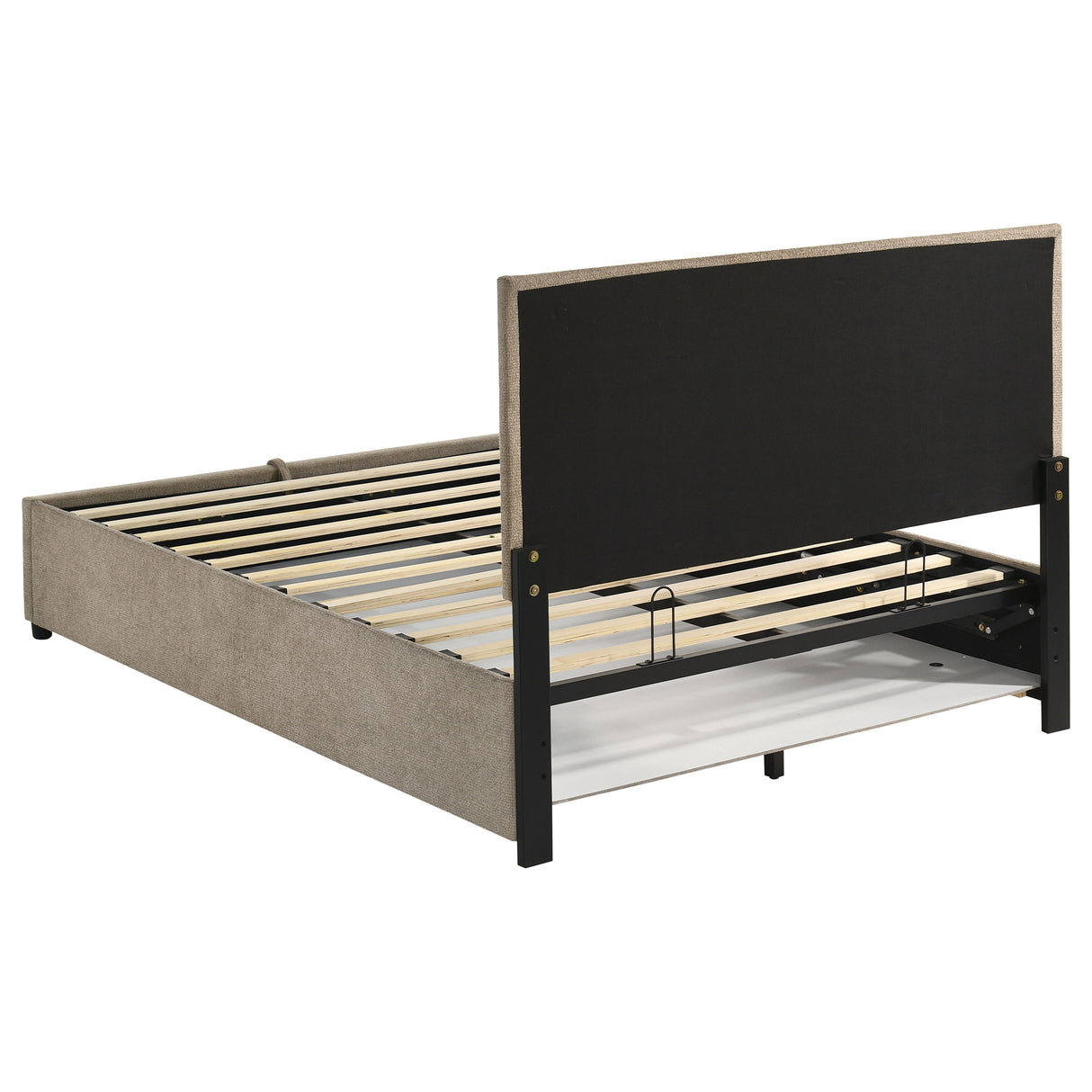 Reeves Tan Upholstered Full Lift-Top Storage Platform Bed