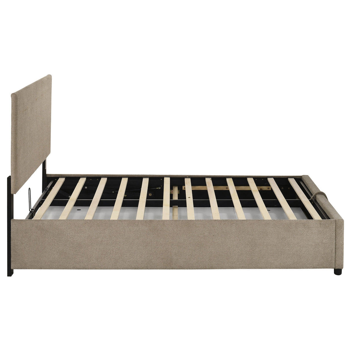 Reeves Tan Upholstered Full Lift-Top Storage Platform Bed