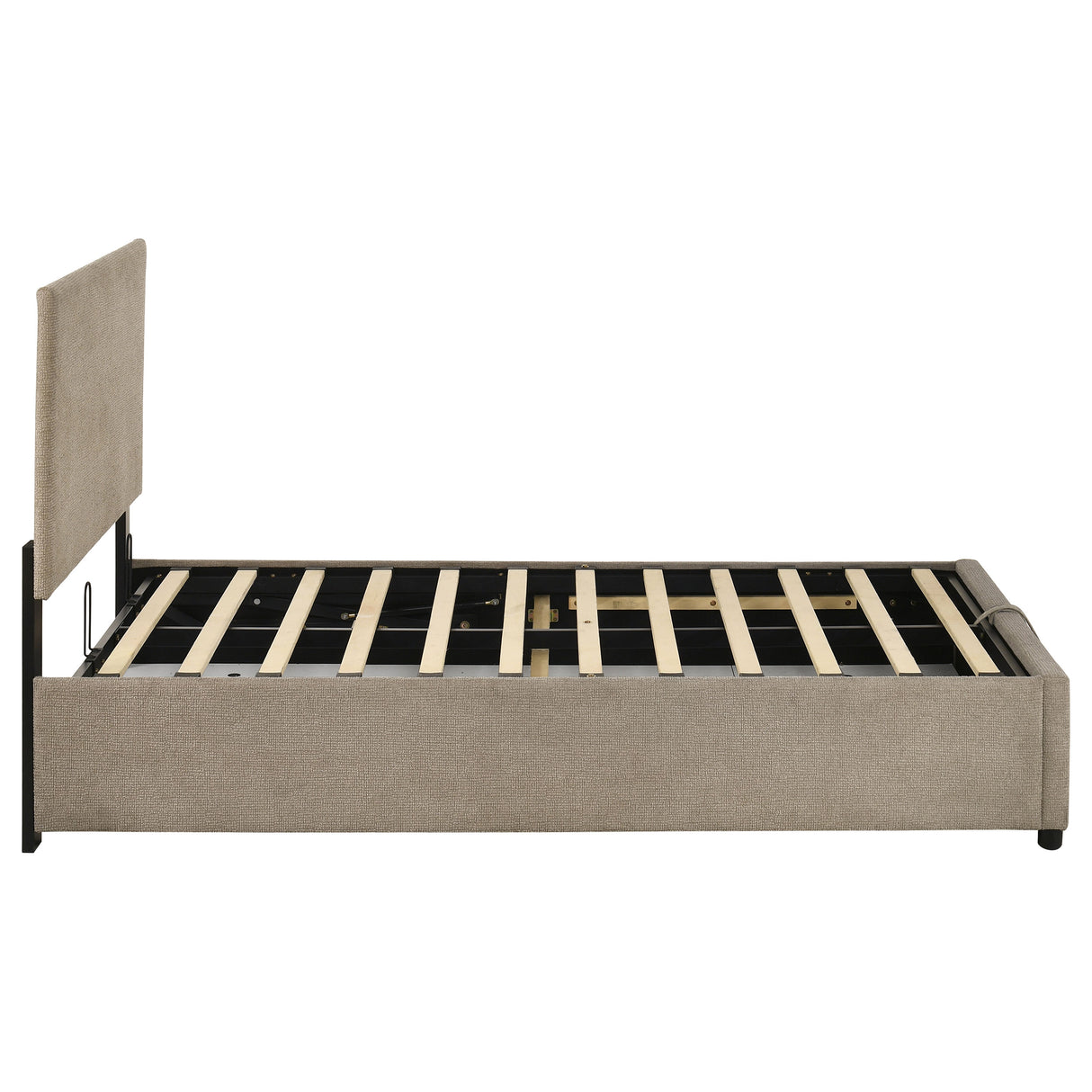 Reeves Tan Upholstered Twin Lift-Top Storage Platform Bed