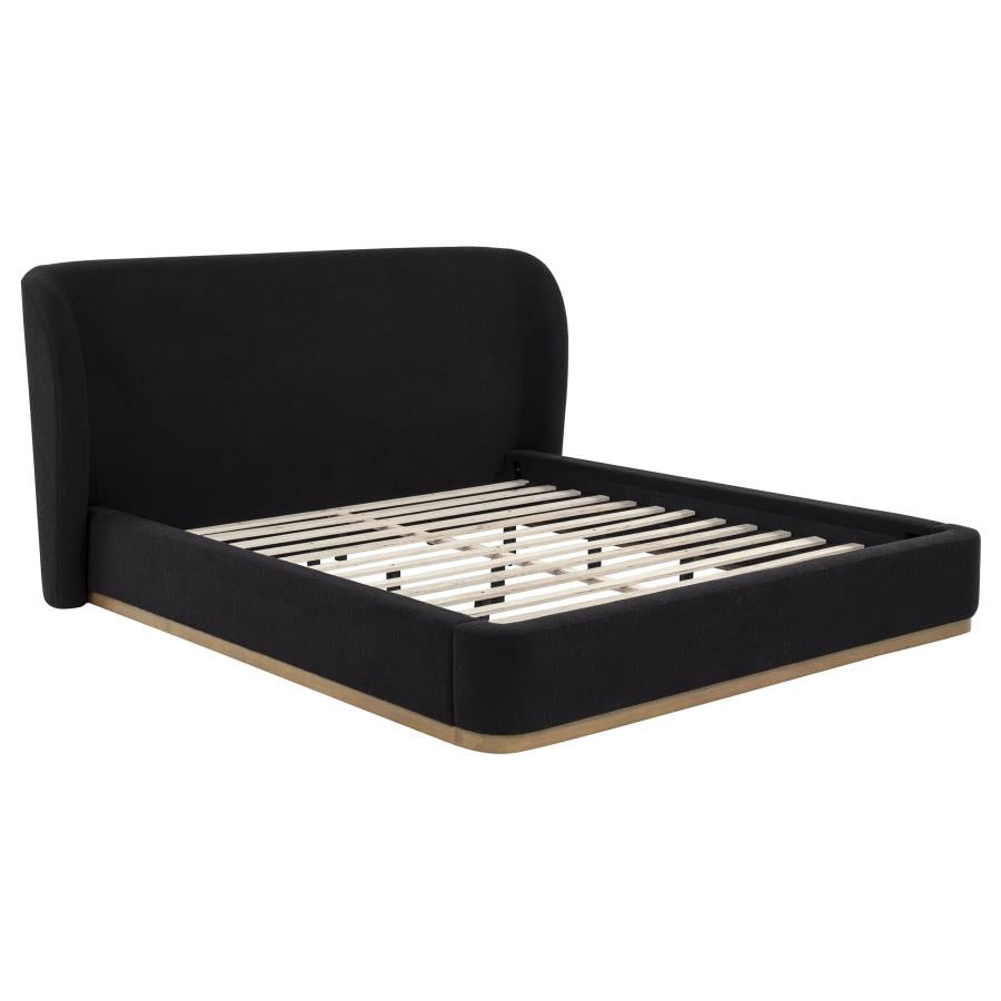 Blaire Black Upholstered California King Wingback Platform Bed by Coaster at Eve Furniture