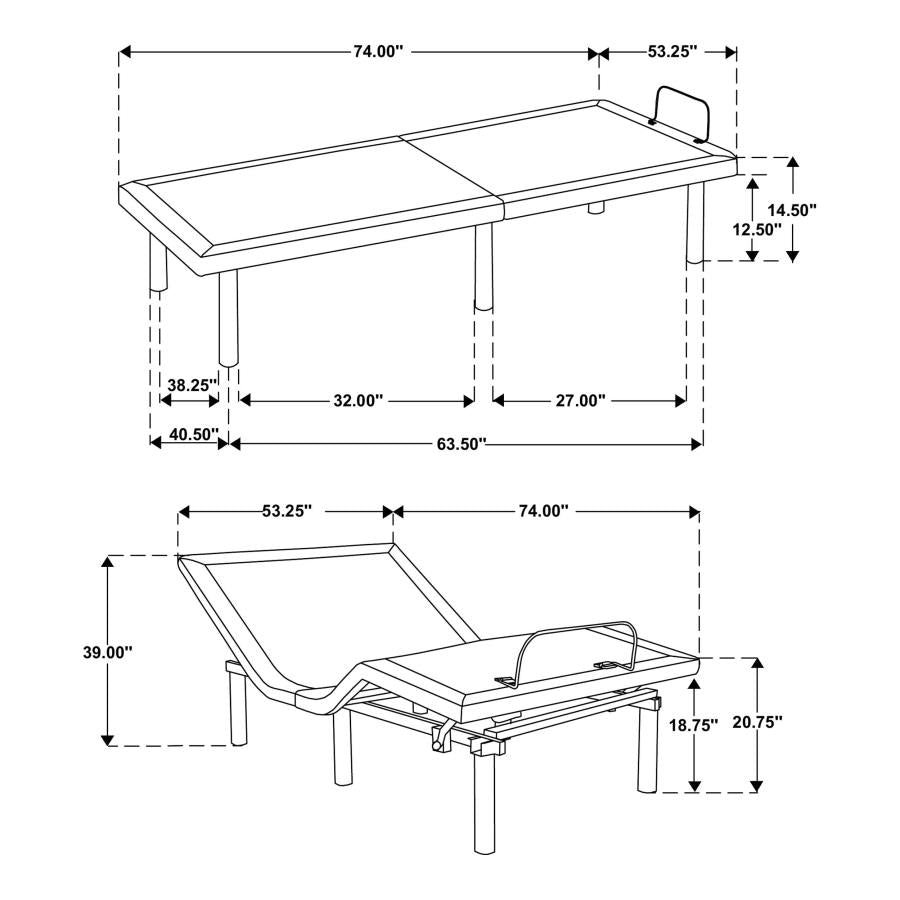 Tasca Black Full Dual-Motor Adjustable Bed Base by Coaster at Eve Furniture