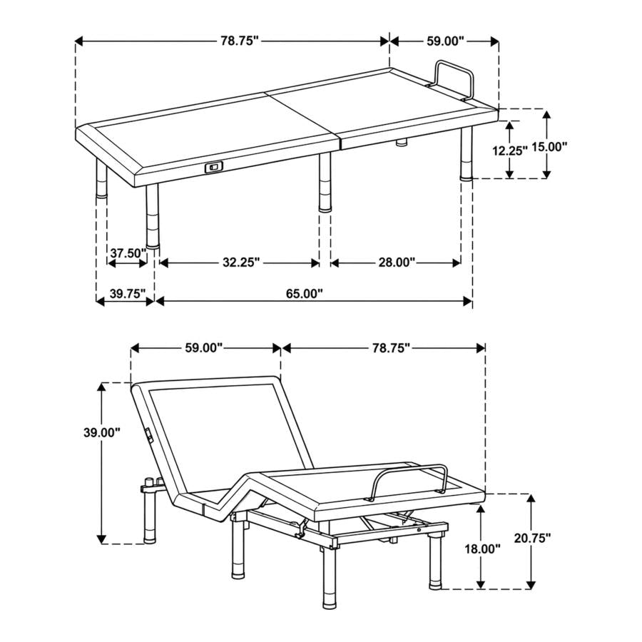 Weston Black/Grey Queen Dual-Motor Massage Adjustable Bed Base by Coaster at Eve Furniture
