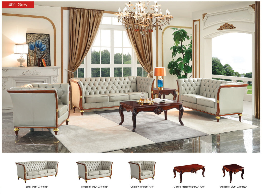 401 Grey Leather Sofa by ESF Furniture at Eve Furniture