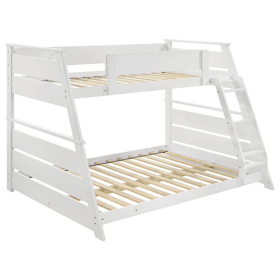 Holden White Wood Veneer Twin Over Full Bunk Bed by Coaster at Eve Furniture