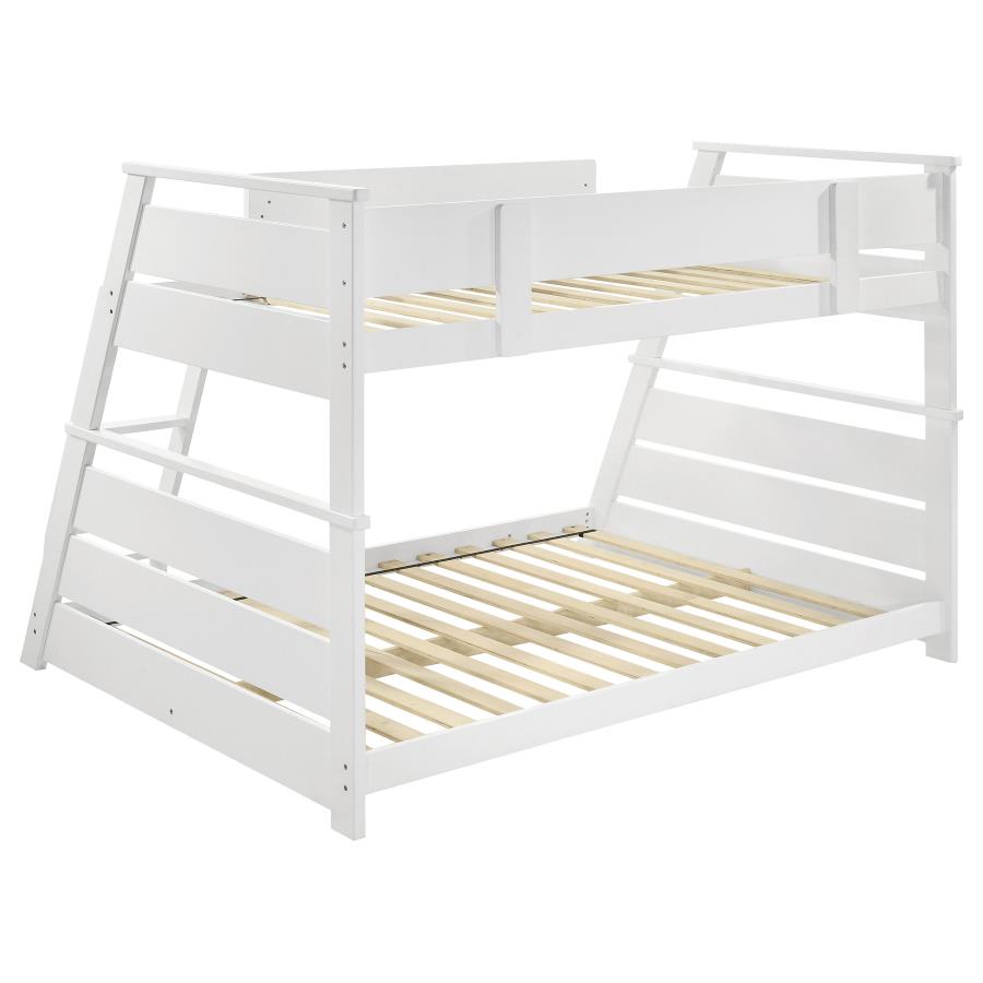 Holden White Wood Veneer Twin Over Full Bunk Bed by Coaster at Eve Furniture