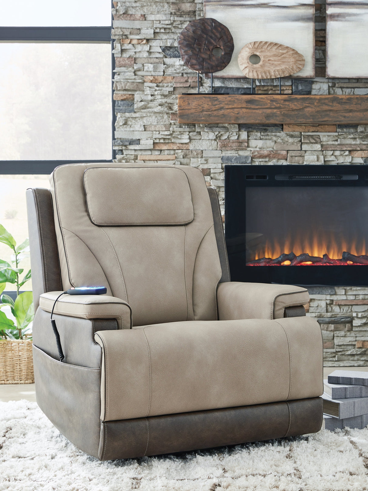 4Z-Peaceful Pause Sand Power Lift Recliner by Ashley at Eve Furniture