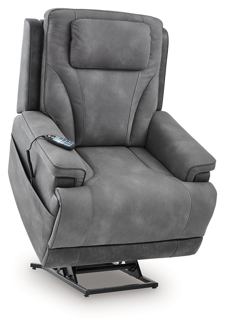 4Z-Peaceful Pause Slate Power Lift Recliner by Ashley at Eve Furniture