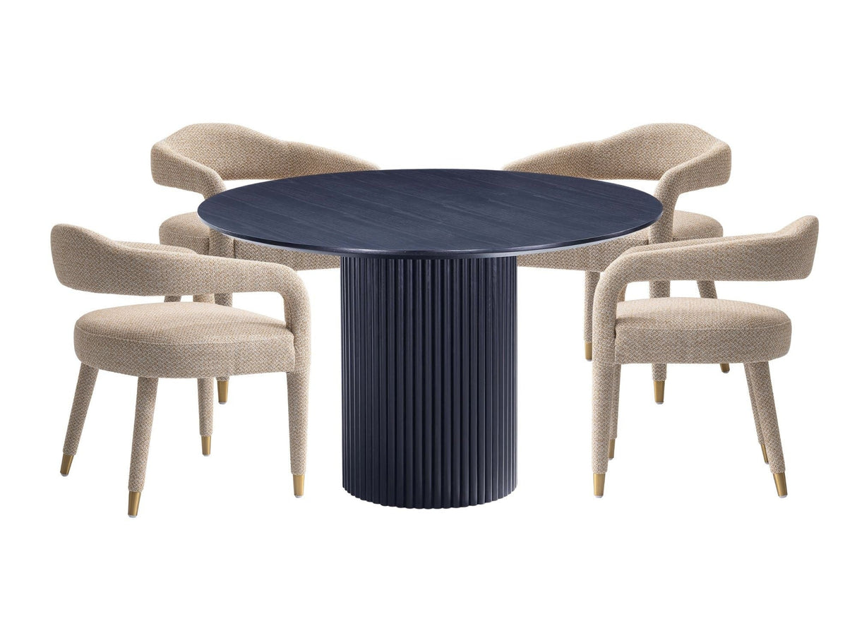 5-Piece Hathaway 47.24 Round Dining Set in Black with 4 Aspen Dining Chairs in Gold Dust by Manhattan Comfort at Eve Furniture
