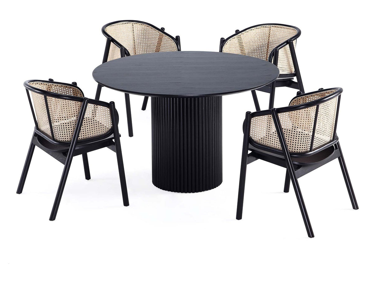 5-Piece Hathaway 47.24 Round Dining Set in Black with 4 Versailles Dining Chairs by Manhattan Comfort at Eve Furniture