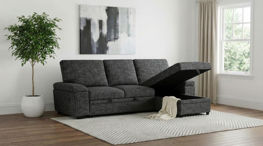 Demko Granite Sleeper Sectional Sofa with Speaker and Storage Chaise by Coaster at Eve Furniture