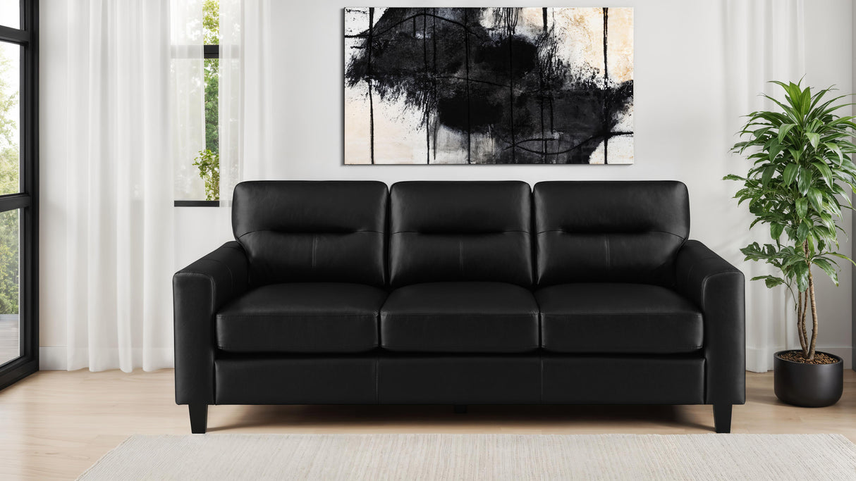 Scotland Faux Leather Upholstered Track Arm Sofa Black by Coaster at Eve Furniture