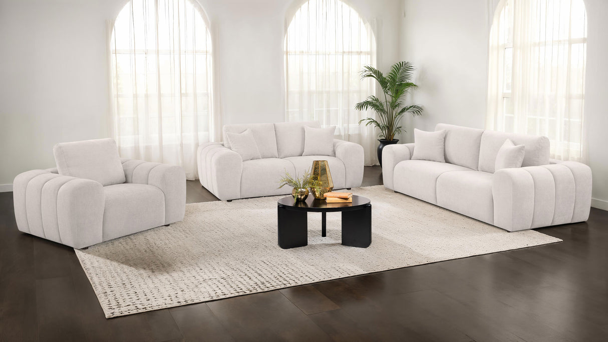 Burnett Ivory 3-piece Chenille Upholstered Sofa Set by Coaster at Eve Furniture