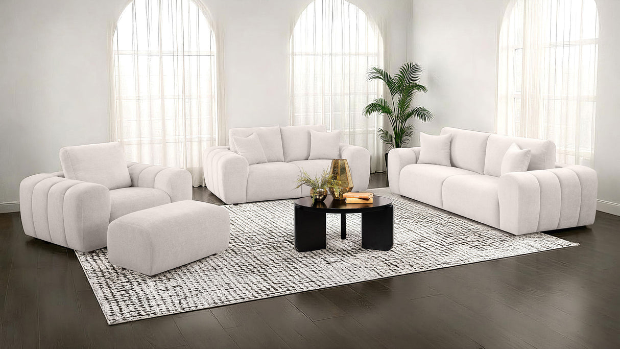 Burnett Ivory 4-piece Chenille Upholstered Sofa Set by Coaster at Eve Furniture