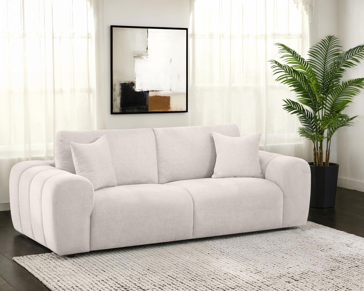 Burnett Chenille Upholstered Wide Arm Sofa Ivory by Coaster at Eve Furniture