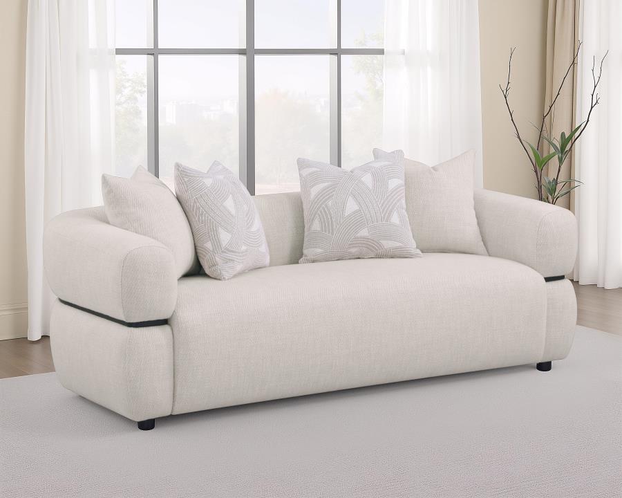 Sofá de tela Jeanette de 84 pulgadas con brazos redondos, color beige