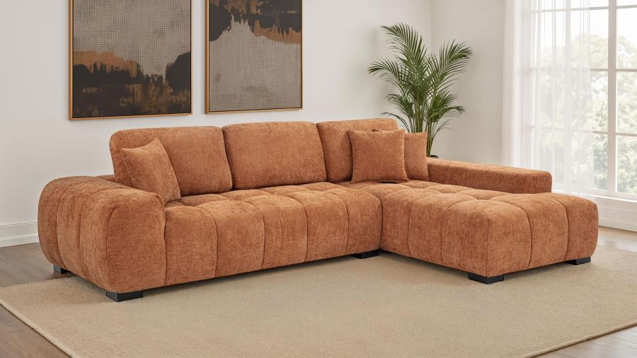 Octavia Orange Fabric Upholstered Sectional Chaise Sofa by Coaster at Eve Furniture