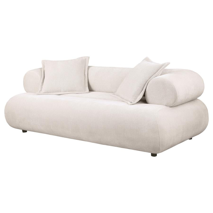 Eskola Ivory 3-seat Chenille Sofa with Rounded Shelter Arms by Coaster at Eve Furniture