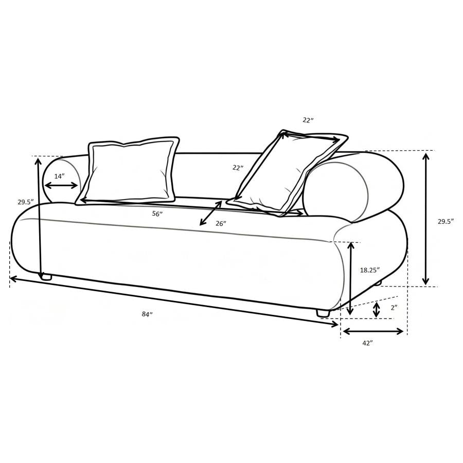 Eskola Ivory 3-seat Chenille Sofa with Rounded Shelter Arms by Coaster at Eve Furniture