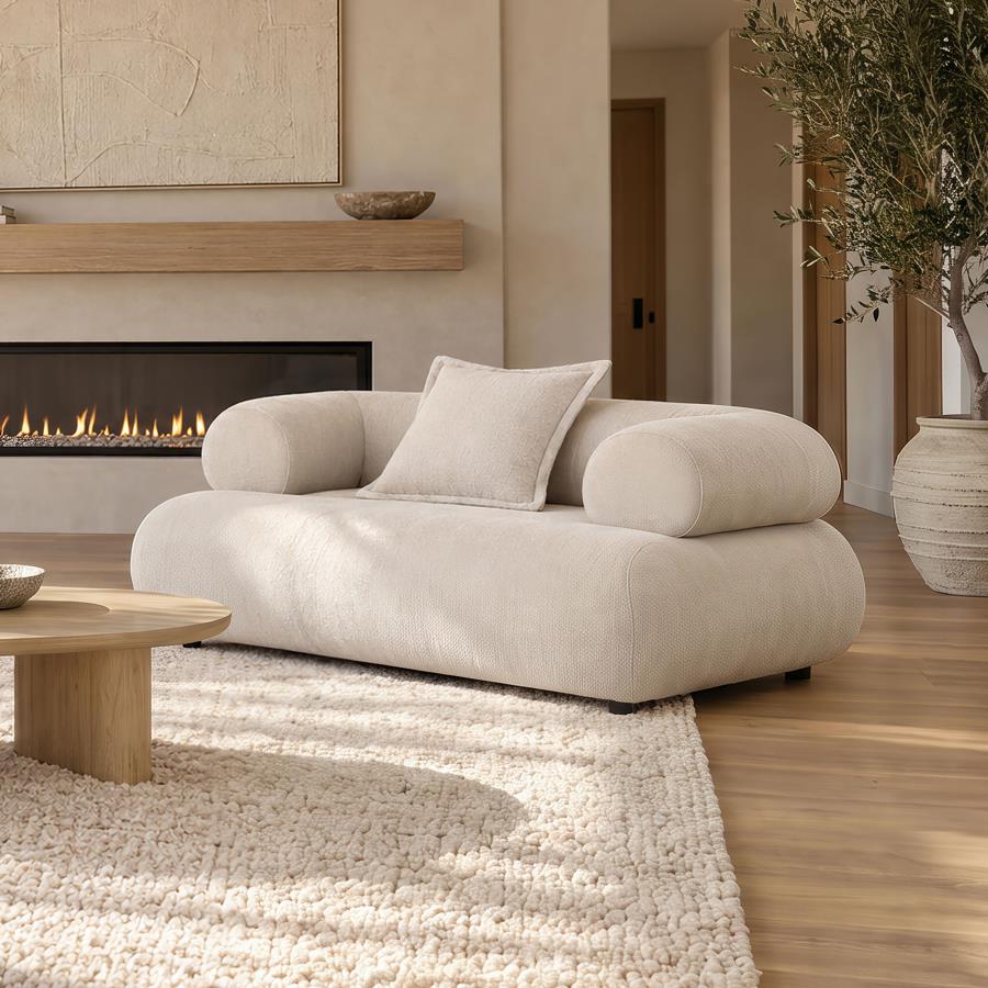 Eskola Ivory Chenille Accent Chair with Rounded Shelter Arms by Coaster at Eve Furniture