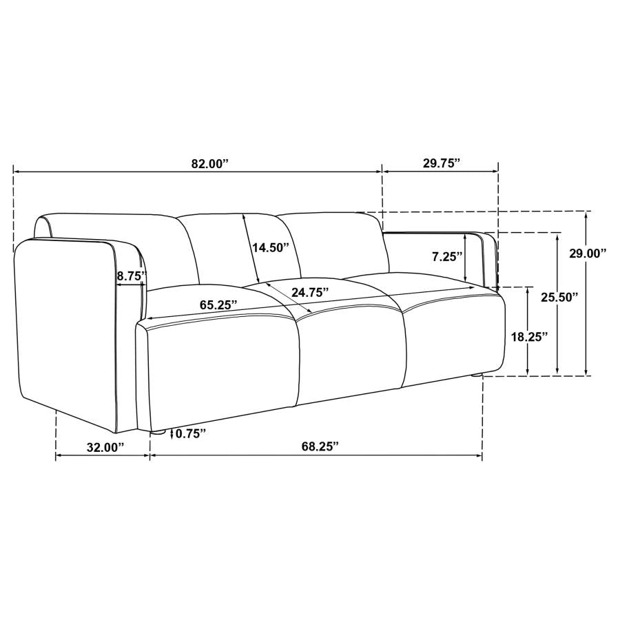 Dorset White Fabric Upholstered Round Track Arm Sofa by Coaster at Eve Furniture